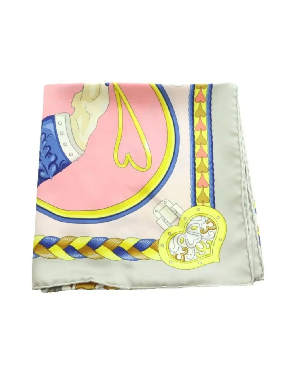 ★SOLD★ Hermes Harnais de Coeur Carre 90 Scarf All Over Pattern Silk Pink - Picture 2 of 7